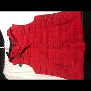 Red vest with navy lining